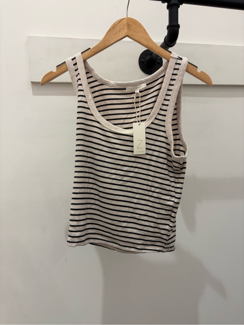 Women's Black & Cream Striped Tank Top PM